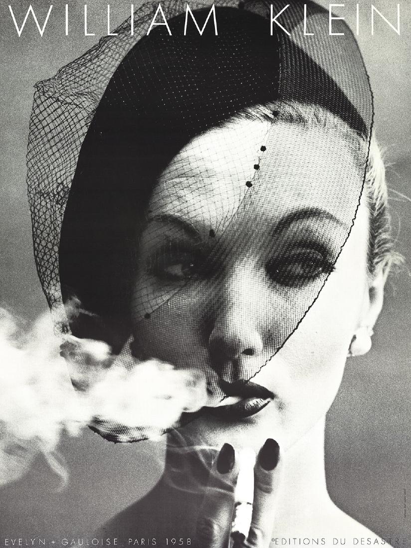 William Klein: Evelyn + Gauloise, Paris (1958): Evelyn + Gauloise, Paris (1958) by William Klein, 1995 Unsigned Offset Lithograph. Paper size is 31.5 x 23.5 inches, with an image size of 31.5 x 23.5 inches. The Offset Lithograph is from an unknown