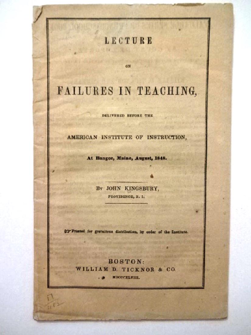 1848 Ticknor Lecture on Failure in Teaching (1 of 2)