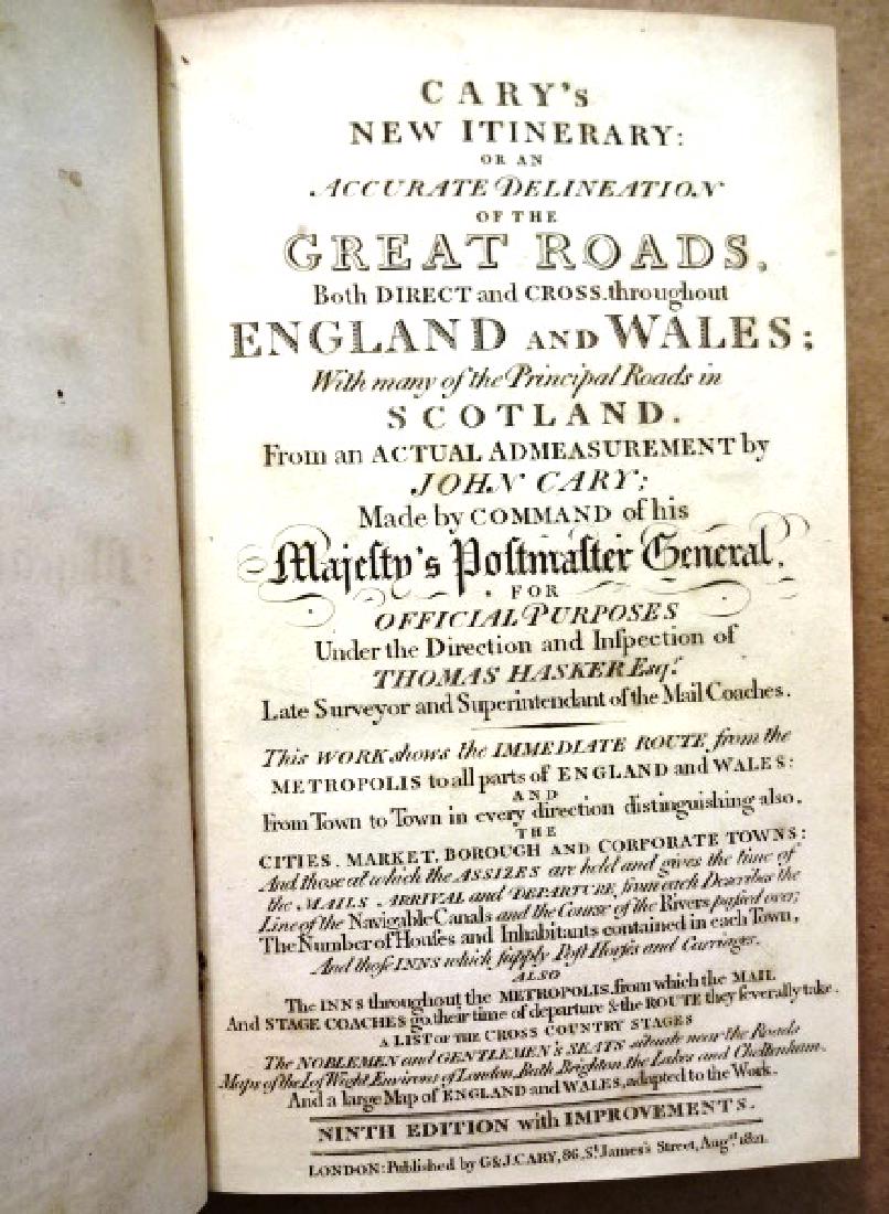 1821 Cary’s Itinerary Volume Roads w/ Maps: “Cary’s New Itinerary or An Accurate Delineation of the Great Roads Both Direct and Cross throughout England and Wales; with many of the Principal Roads in Scotland From ab Actual Measurement by J
