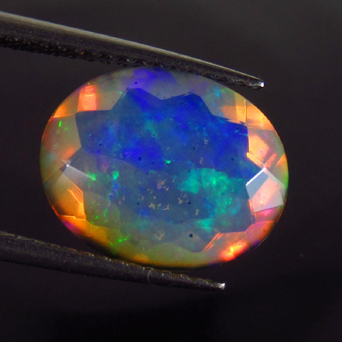 2.92 Ct Genuine Ethiopian Faceted Opal 12.5X10 mm Oval (1 of 2)