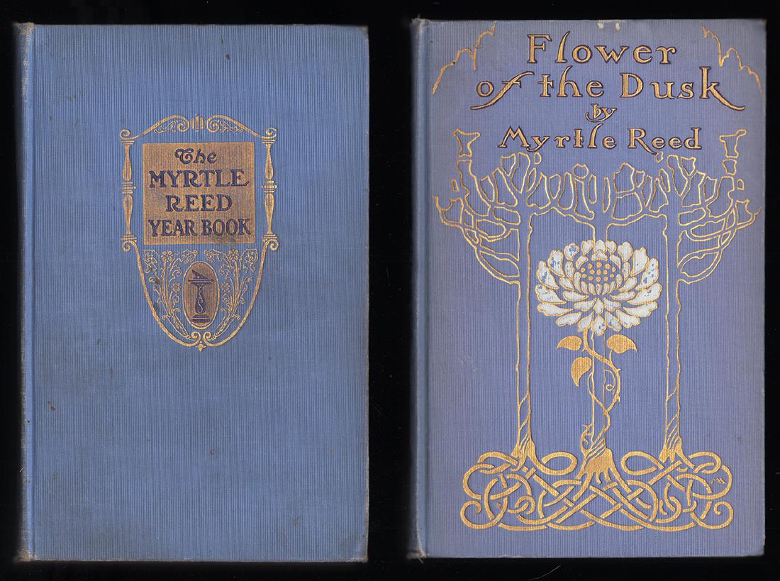 Two 1st editions by Myrtle Reed: Flower of the Dusk (1908) and The Myrtle Reed Year Book (1911). Both books published by G. P. Putnam’s Sons/The Knickerbocker Press; both books first editions. Both books top edge gilt. Flowers of t