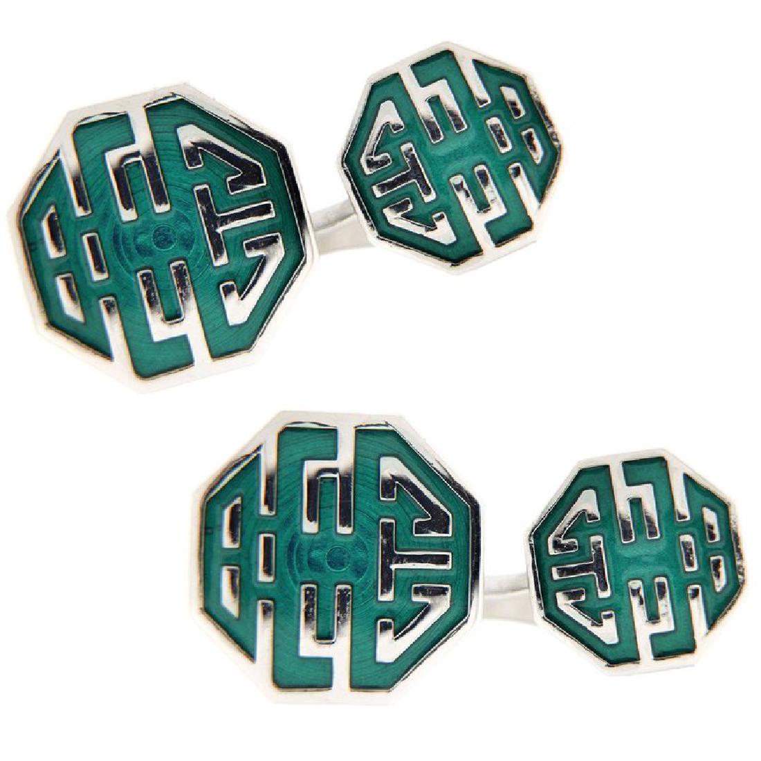Long and Happy Life Symbol Green Enamel Sterling Silver (1 of 4)