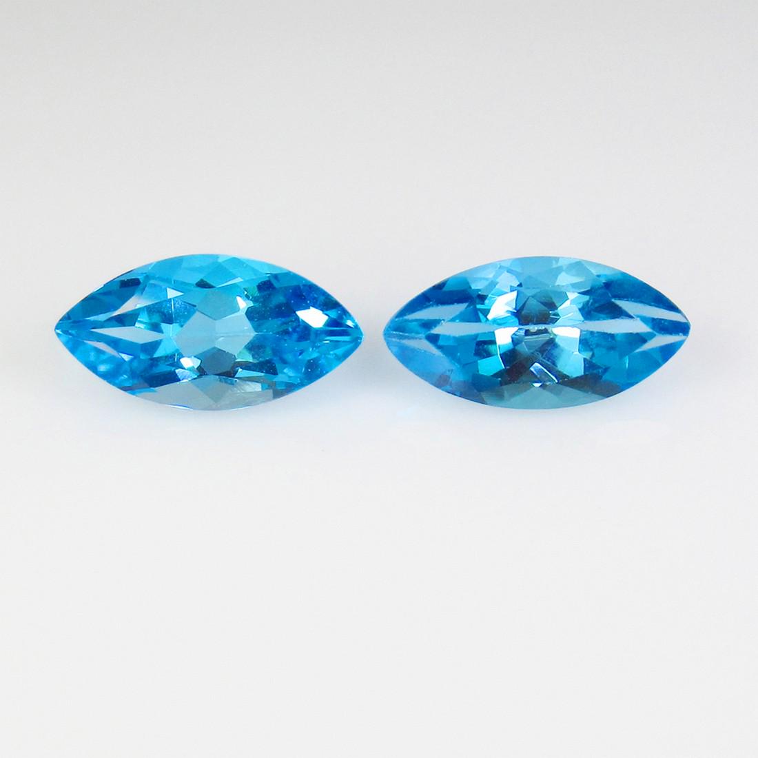 7.39 Ct Natural Swiss Blue Topaz 14X7 mm Marquise Pair (1 of 2)