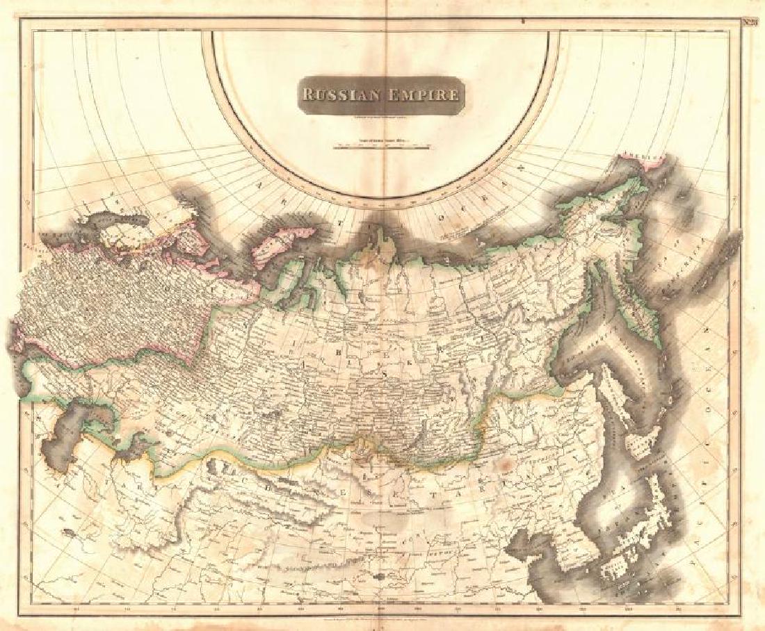 Russian Empire: Title: Russian Empire Publication Date: 1817 Cartographer: THOMSON, JOHN & CO. Publisher: JOHN THOMSON, JUNR. & CO. Size: 19.3Height - 23.5Width Description: No.28 from Thomson's New General Atlas 181