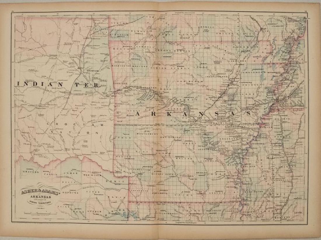 1872 Asher and Adams Map of Arkansas and Western Indian (1 of 1)