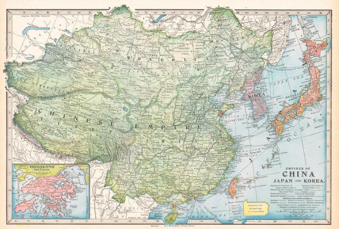 Empires of China Japan and Korea | the North Pole: Title: Empires of China Japan and Korea | the North Pole Region. Publication Date: 1906 Cartographer: MATTHEWS-NORTHRUP CO. Publisher: L.G. STAHL Size: 10.25Height - 15Width Description: Copyright by 