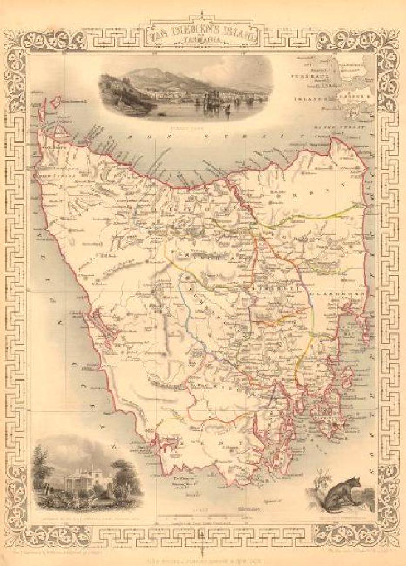 VAN DIEMEN'S ISLAND OR TASMANIA. Shows extinct (1 of 2)