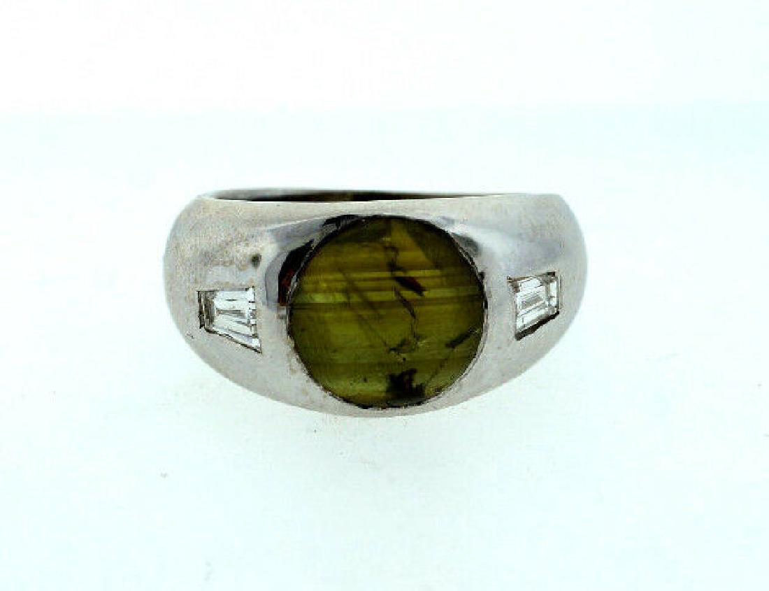 14K WHITE GOLD C.1980 VINTAGE CAT'S EYE CHRYSOBERYL (1 of 6)