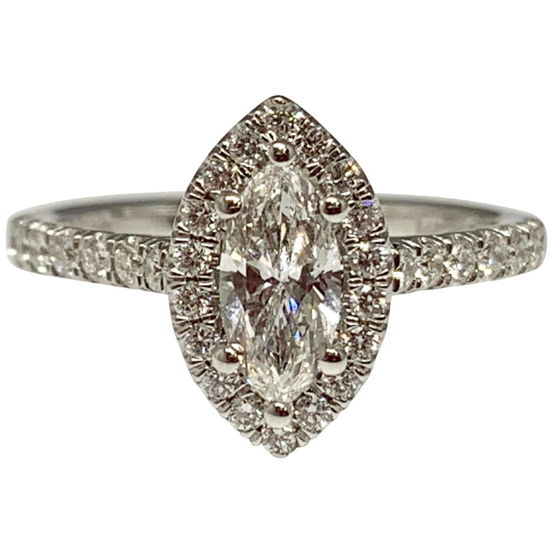 14 Karat White Gold 0.88 Carat Total Weight Marquise (1 of 5)