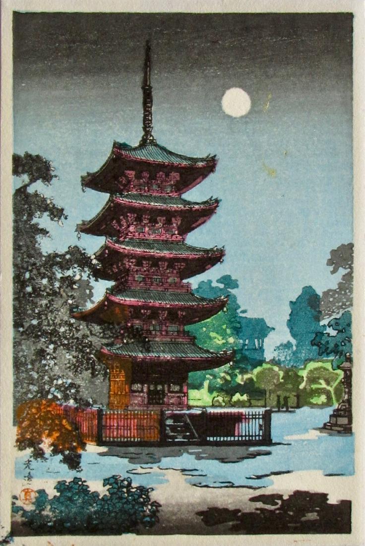Koitsu: Asakusa Kinryuzan: Artist: Tsuchiya KOITSU Subject: Asakusa Kinryuzan Publisher: (Doi) Signature: Koitsu Date: c. 1950 Format: koban, 9.7 x 14.6 cm Condition: Good impression, fine color and condition Reserve: $50.00 Sh