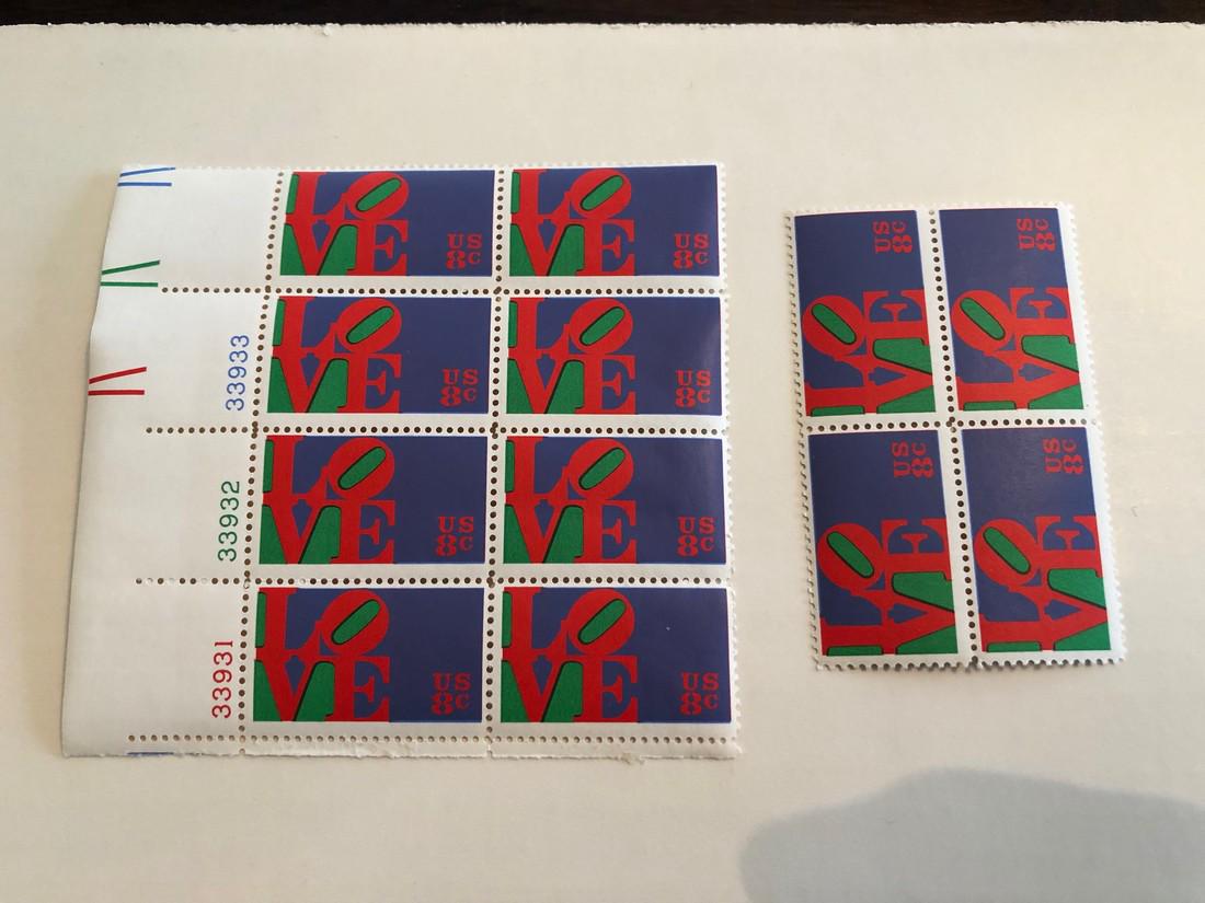 Robert Indiana LOVE 8c Stamp Set: No Reserve! Title: Robert Indiana LOVE 8c Stamp Set Dimension: STAMP Provenance:Robert Indiana LOVE 8c Stamp Set Shipping: Domestic: Flat-rate of $6.69 to anywhere within the contiguous U.S. Internati