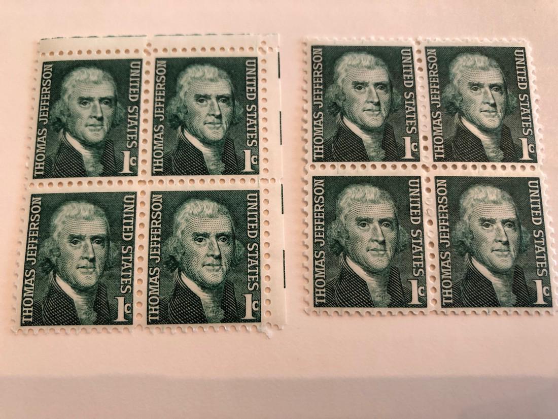 Thomas Jefferson 1c Double stamp Set: No Reserve! Title: Thomas Jefferson 1c Double stamp Set Dimension: STAMP Provenance:Thomas Jefferson 1c Double stamp Set Shipping: Domestic: Flat-rate of $6.69 to anywhere within the contiguous U.S. I
