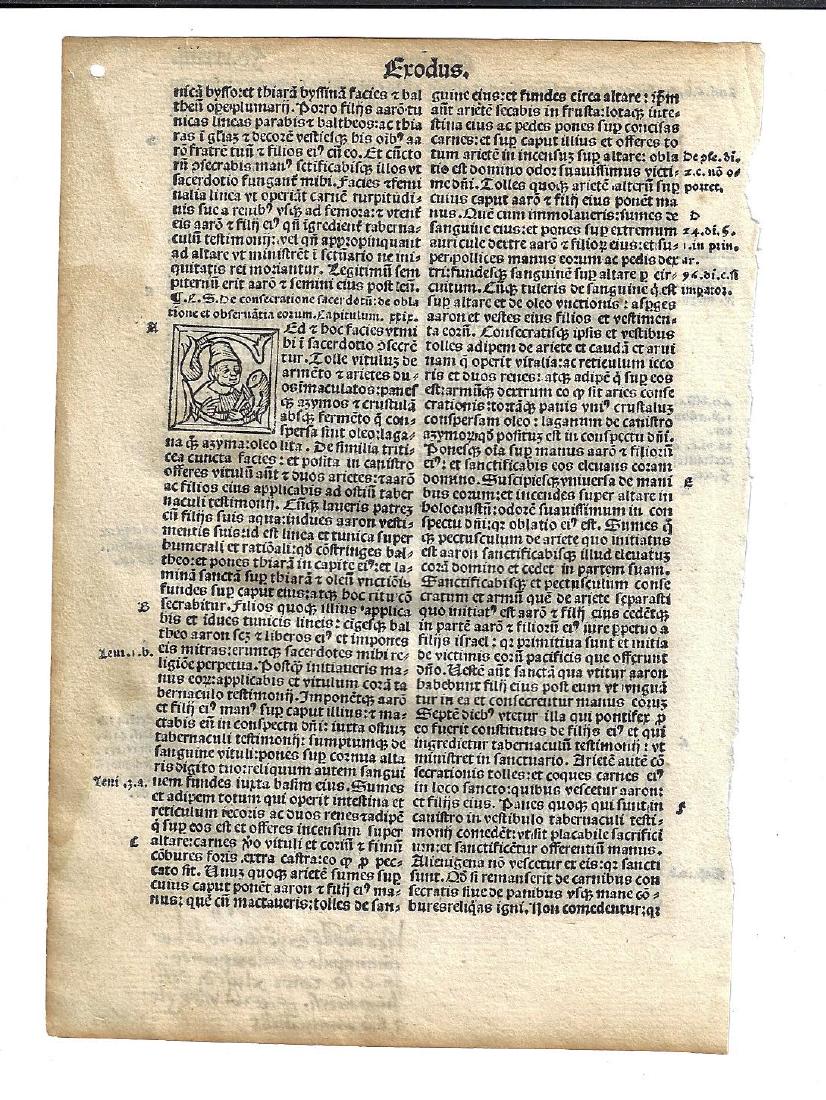 1514 Latin Bible Leaf w/ Initials (1 of 2)