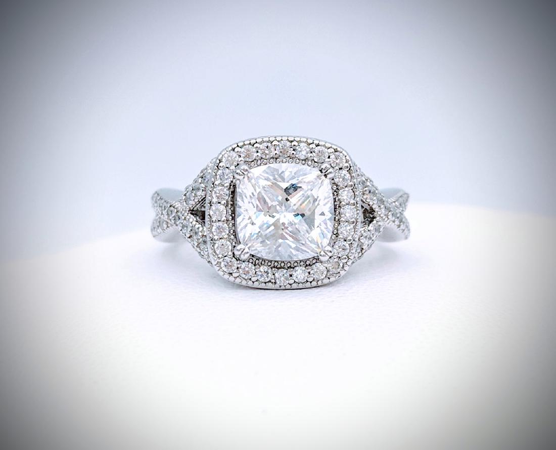 Sz 9 Cushion Cut Ring w Twisted Infinity SS Band (1 of 3)