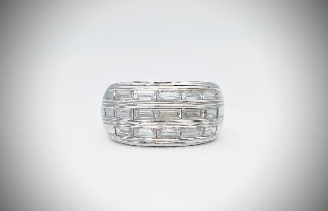 Sterling Silver Sz 9 Triple Rows of Cubic Zirconia Ring (1 of 3)