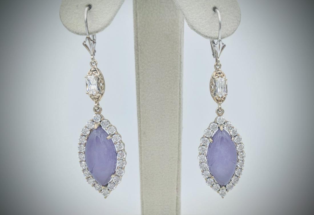 Sterling Silver Vintage Style Violet Jade Earrings (1 of 3)
