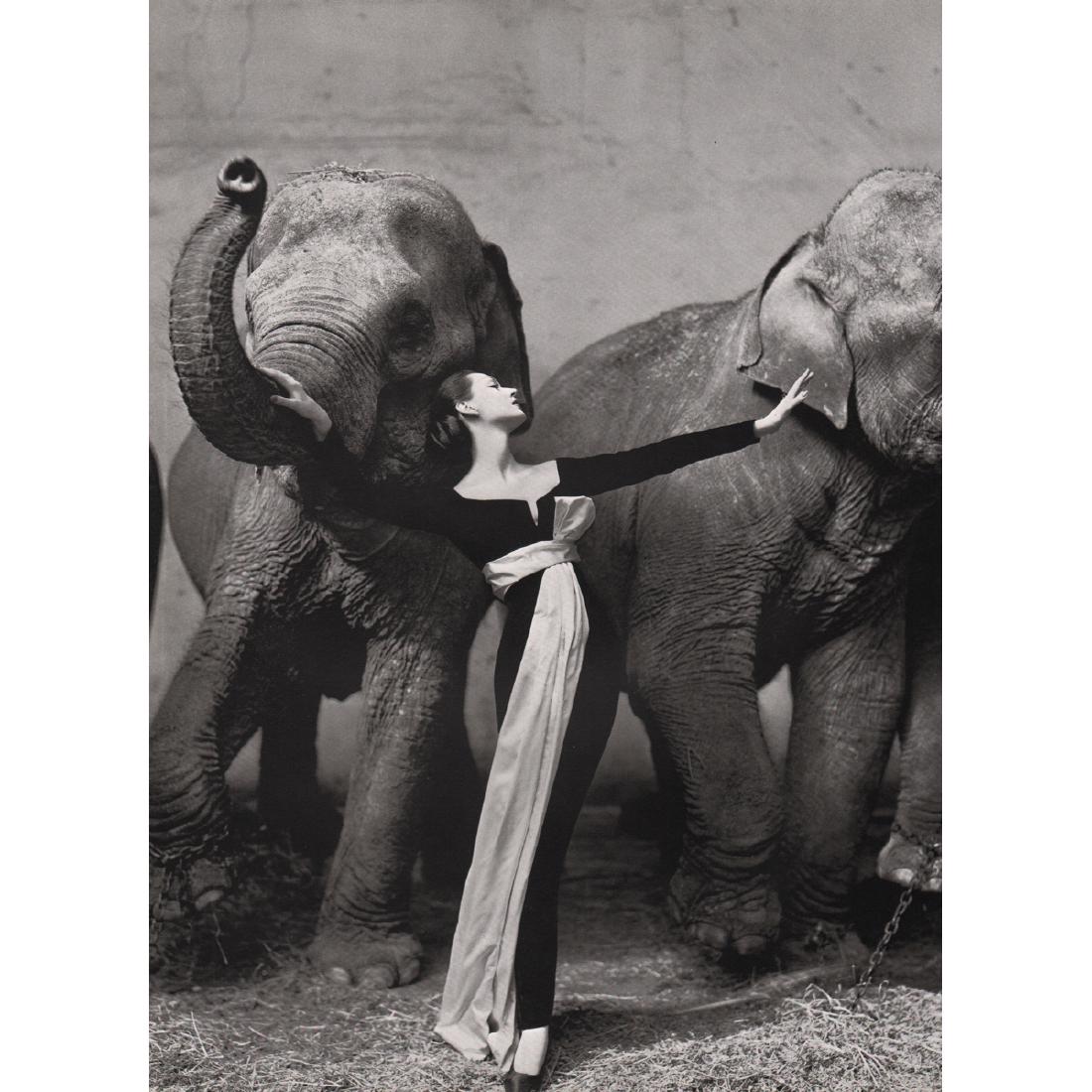 RICHARD AVEDON - Dovima with Elephants, Paris 1955: No Reserve! Artist: RICHARD AVEDON Print Title: Dovima with Elephants, Paris 1955, Dress by Dior Dorothy Virginia Margaret Juba (1927-1990), later known as Dorothy Horan, and best known as Dovima, was