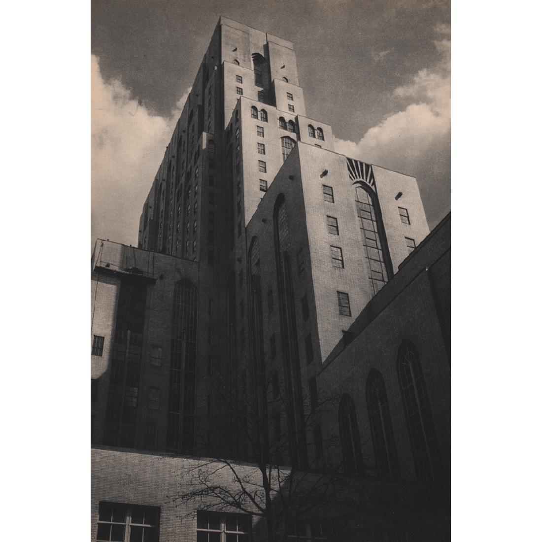 MARIO BUCOVICH - New York Hospital Tower: No Reserve! Artist: MARIO BUCOVICH Print Title: New York Hospital Tower Medium: Sheet-fed Gravure Printing Date: 1930's Printed in the USA Image Size approx: 8 x 11.5 inches Mario von Bucovich (1884-1