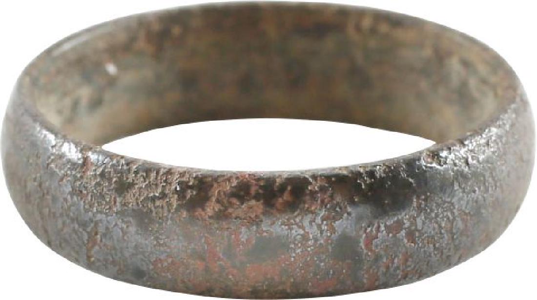 VIKING WOMAN’S WEDDING RING, 9TH-10TH CENTURY A.D.,: No Reserve! Bronze size 2 3/4 . Broad width with rounded face. Fine dark patina. Vikings exchanged rings on the pommel of the groom’s sword. Gift boxed with certification of authenticity. Shipping: 
