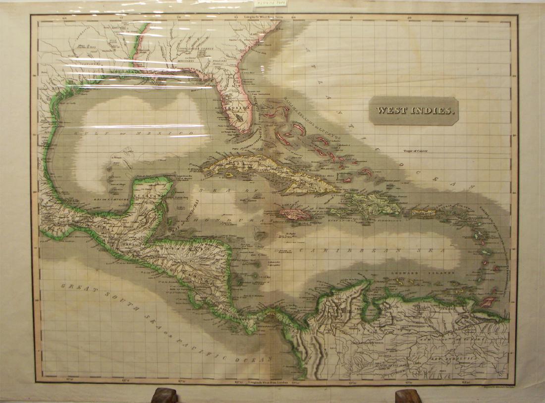 West Indies.: Title: West Indies. Publication Date: 1814 Cartographer: THOMSON, JOHN JUNR. & CO.] Publisher: JOHN THOMSON, JUNR. & CO.] Size: 19.5Height - 23.25Width Very detailed map showing entire Gulf Coast and