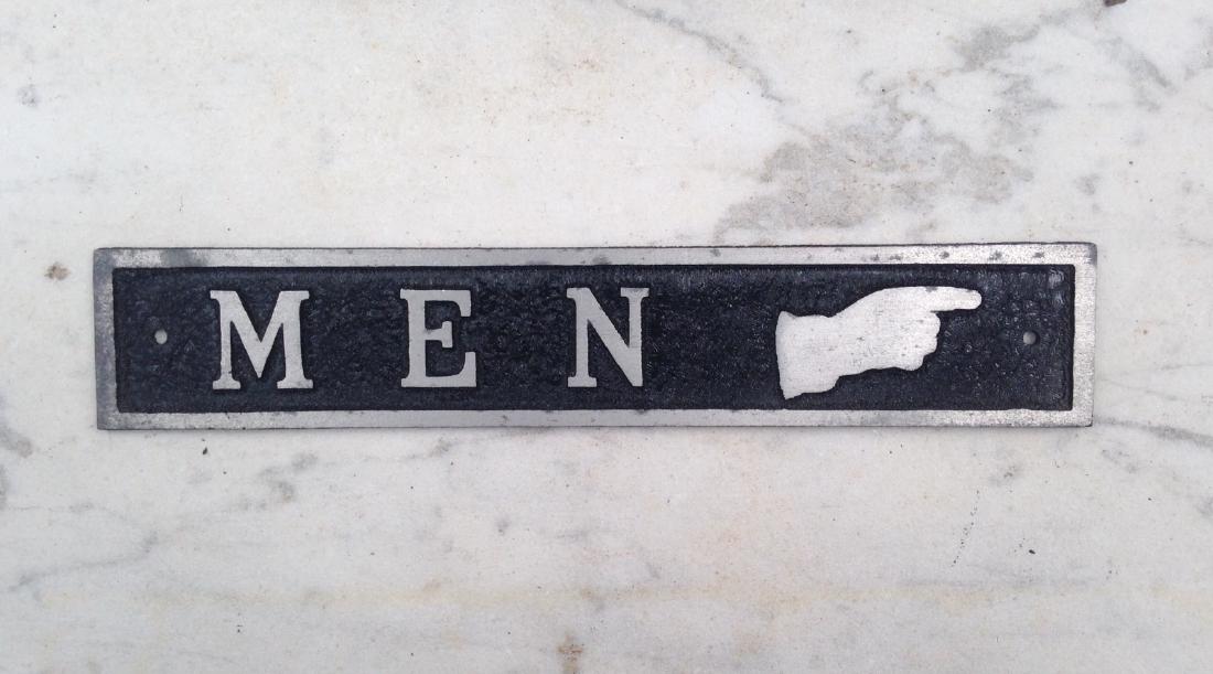 C1950's Cast Aluminum Men Sign In Gc (1 of 3)