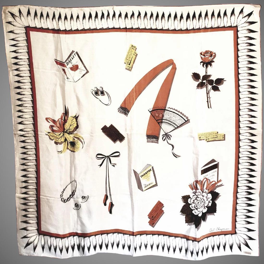 Vintage Ceil Chapman 1960's first Edition silk signed: Amazing and stunning rare first Edition Ceil Chapman signed silk scarf from the mid 1960's.; It is a signature Carol Stanley Original. No duplicates; In very good Vintage condition.; Measures 35"X34"