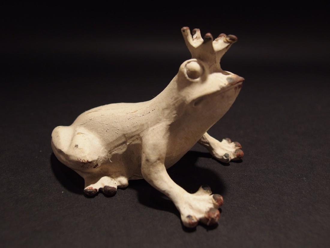 Cast Iron Folk Art Beer Soda Bottle Cap Frog Opener: 3 3/4" Long x 2 3/4" Wide x 2 1/4" Tall Great folk art cast iron bottle opener. This piece was hand painted and aged to look like an antique. Reserve: $9.00 Shipping: Domestic: Flat-rate of $7.00 to a