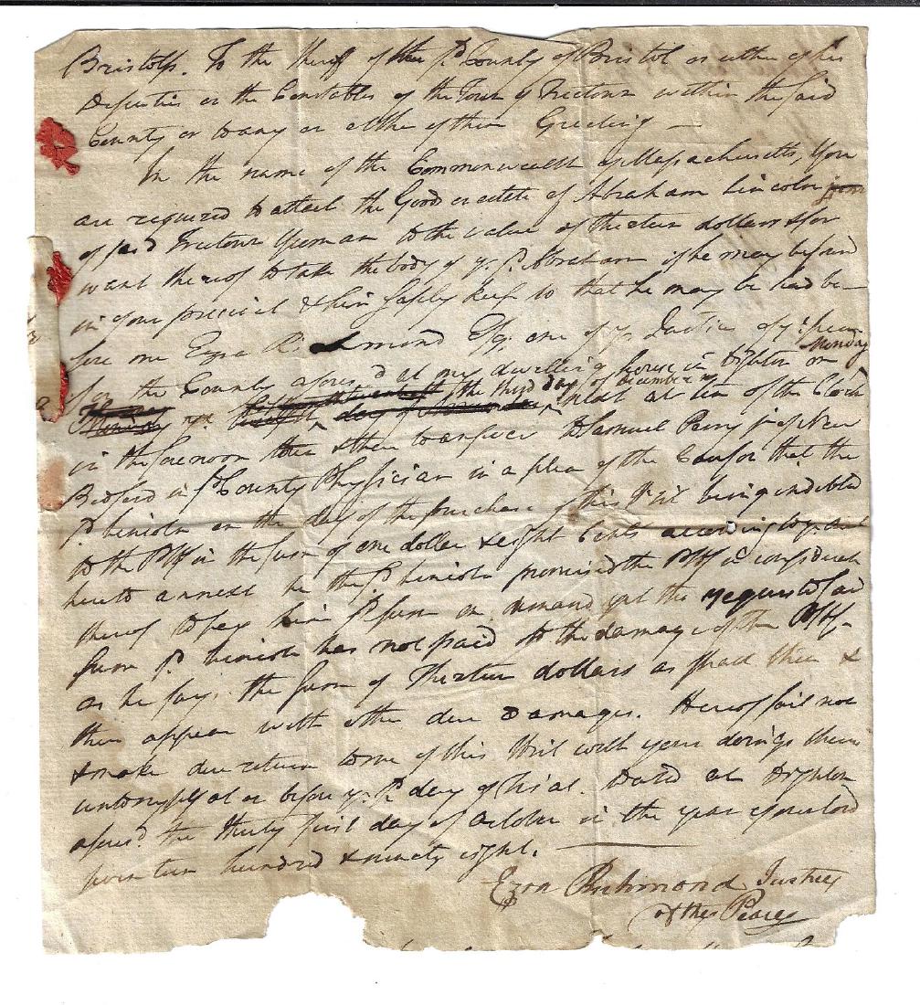 1798 Sheriff Judgement Against AbrahmLincoln (1 of 2)