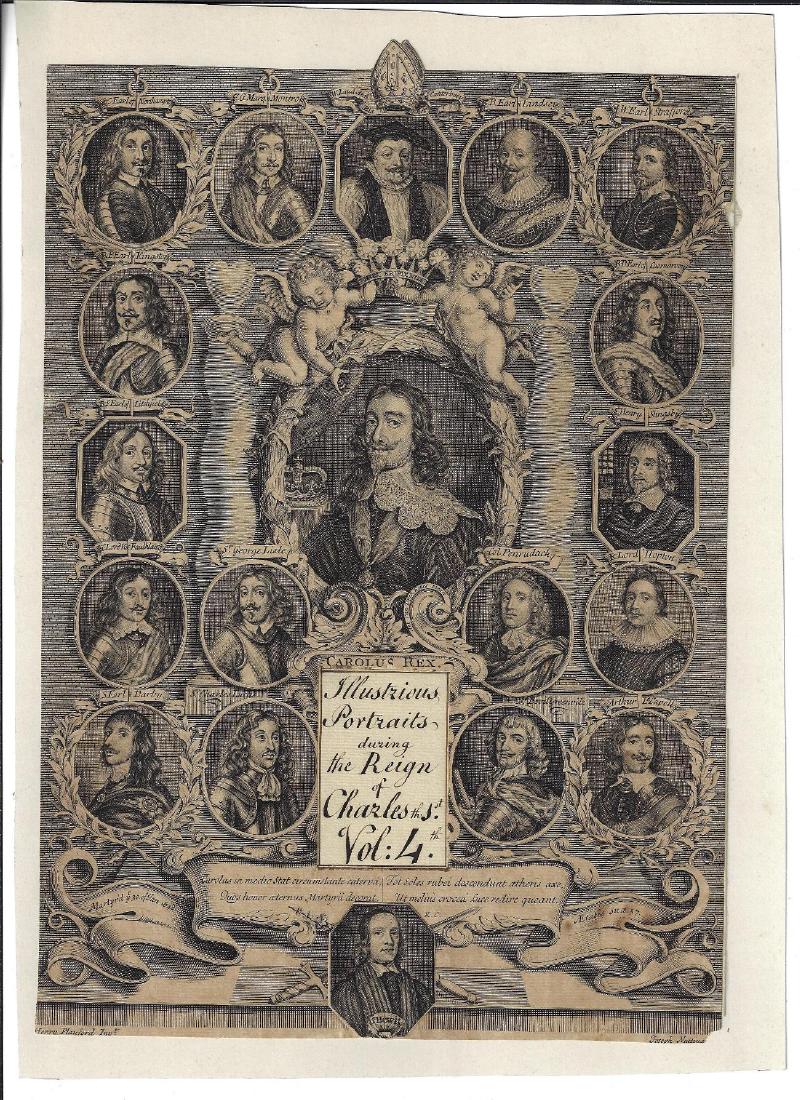 17th C Large Engraving Charles I w/ Others (1 of 1)