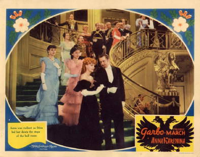 ANNA KARENINA (1935) GRETA GARBO LOBBY CARD: Vintage original 11 x 14? (28 x 35 cm.) lobby card no. 4, USA. Greta Garbo, Fredric March, Freddie Bartholomew, Maureen O’Sullivan, May Robson, Basil Rathbone, Reginald Owen, dir: Clarence Brown: