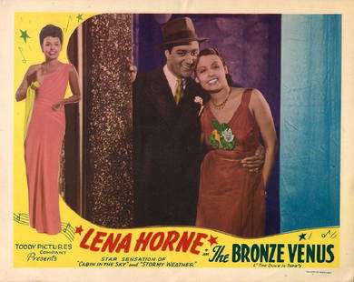 BRONZE VENUS (1943) LENA HORNE LOBBY CARD: Vintage original 11 x 14? (28 x 35 cm.) lobby card, USA. Lena Horne, Ralph Cooper, Laurence Criner, Monet Hawley, dir: William L. Nolte, Ralph Cooper, Million Dollar Productions / Toddy Pictures.