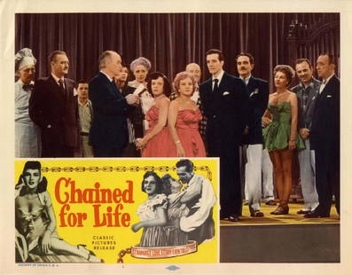 CHAINED FOR LIFE (1951) 8 LOBBY CARDS/SIAMESE TWINS: Complete set of eight (8) vintage original 11 x 14? (28 x 35 cm.) lobby cards, USA. Violet Hilton, Daisy Hilton, Mario Laval, Allen Jenkins, Patricia Wright, Robert Keys, dir: Harry L. Fraser;