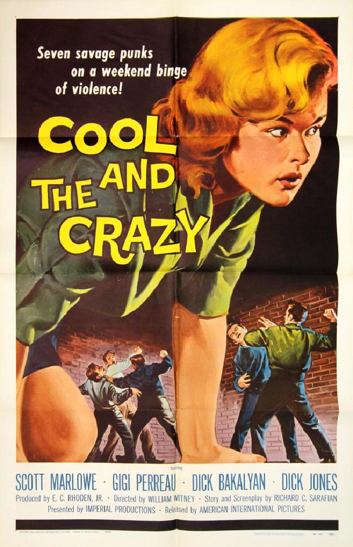 COOL AND THE CRAZY (1958) 41 X 27" JUVENILE DELINQUENT: Vintage original 41 x 27? (104 x 69 cm.) one sheet poster, USA. Scott Marlowe, Gigi Perreau, dir: William Witney; American International. One of the classic 50s juvenile delinquent posters, with typic