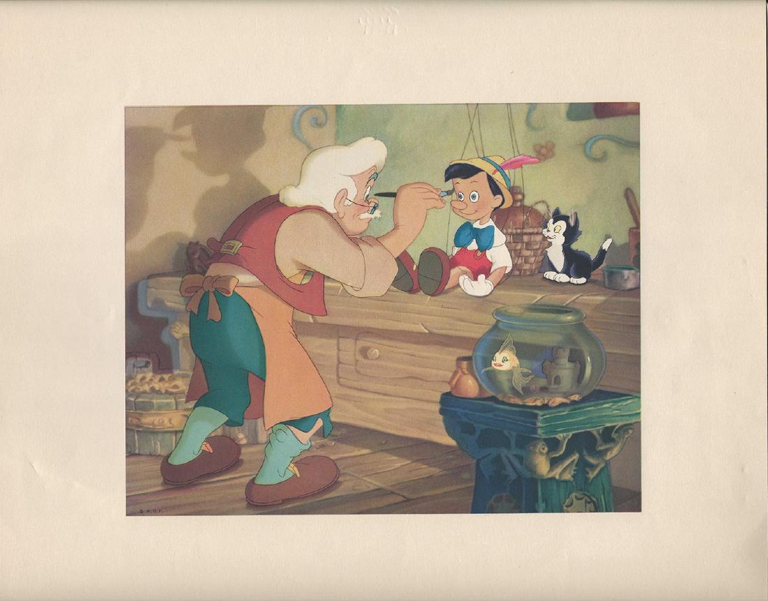 PINOCCHIO (1940) SPECIAL LITHOGRAPHED LOBBY CARD: Vintage original 13 x 15” (33 x 38 cm.) deluxe lithograph card, USA. Mel Blanc, Cliff Edwards, Dickie Jones, Christian Rub, Evelyn Venable; dir: Hamilton Luske, Ben Sarpsteen; Walt Disney Production