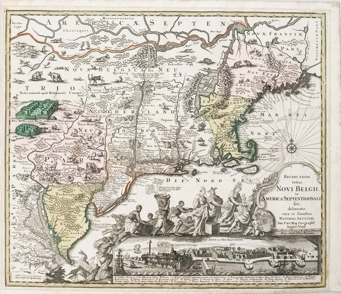 1730 Seutter Map of New England to Virginia -- Recens (1 of 1)