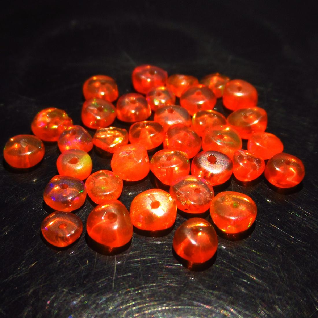 4.47 Ct Genuine 34 Drilled Round Orange Fire Opal Beads (1 of 2)