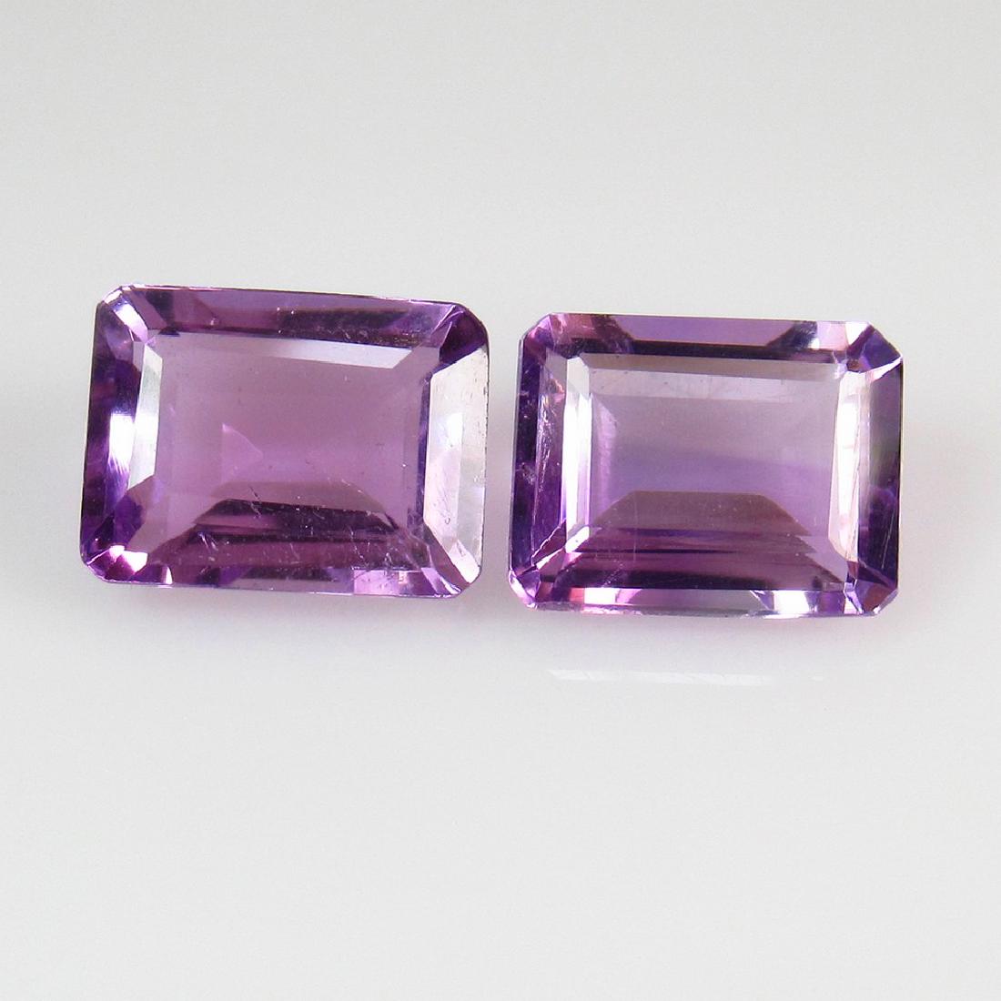 4.11 Ct Genuine Amethyst 9X7 mm Emerald Cut Pair (1 of 2)