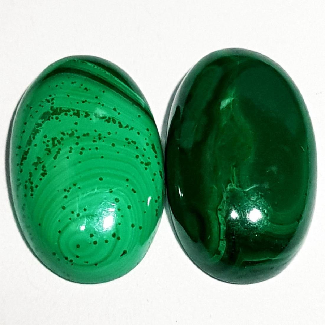 19.15 ct Pair of Natural Malachite: No Reserve! Title: 19.15 ct Pair of Natural Malachite Color/Clarity: Opaque Gemstone: Loosegemstone Carat Weights: 19.15 Size/Domension:18.00 x 10.80 x 4.70/17.30 x 10.90 x 4.00 Additional Info: Oval