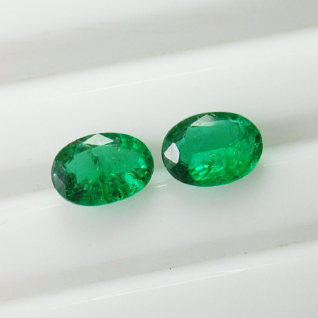 1.15 Ct Natural Zambian Emerald Matching Oval Pair (1 of 2)