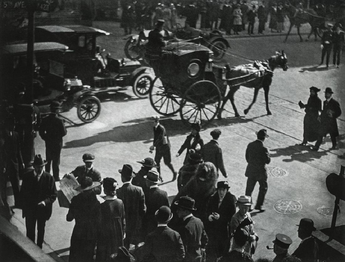 PAUL STRAND - Fifth Avenue and 42nd Street, New York: Artist: Paul Strand Title: Fifth Avenue and 42nd Street, New York, 1915 Medium: Photo Litho, 2000, Germany Dimensions: 7x5.35" Heat Wax Mounted on 8.5x11" Conservation Board Paul Strand (1890 – 1976