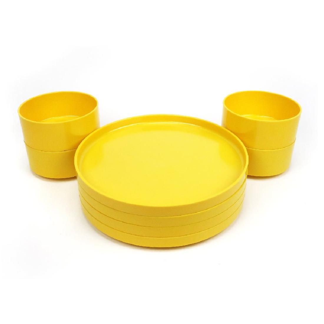 Yellow Massimo Vignelli for Heller Dinnerware - Set of: Winner of the prestigious Compasso d'Oro award for Good Design in 1964, Massimo Vignelli’s iconic dinnerware for Heller (likely designed with his equally talented wife Lella) is produced in a rainbo
