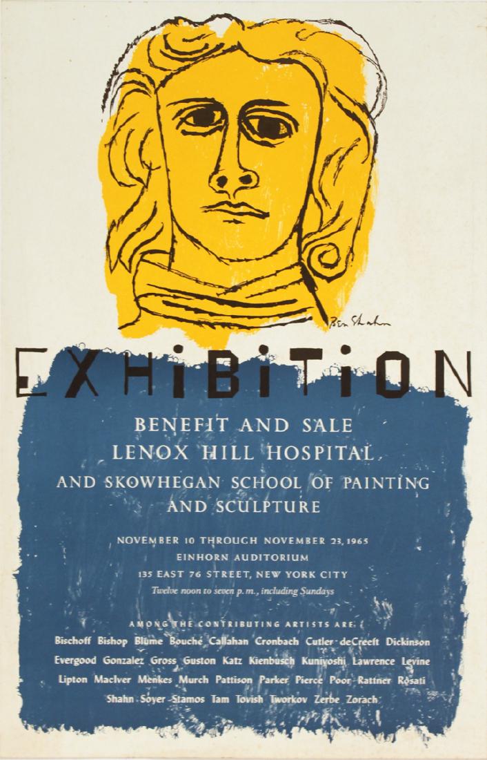 Lenox Hill Hospital Sale-Ben Shahn: Title: Lenox Hill Hospital Sale Artist: Ben Shahn Description:"Lenox Hill Hospital Sale" by Ben Shahn, 1965 Unsigned Lithograph. Paper size is 22 x 14 inches, with an image size of 22 x 14 inches. The