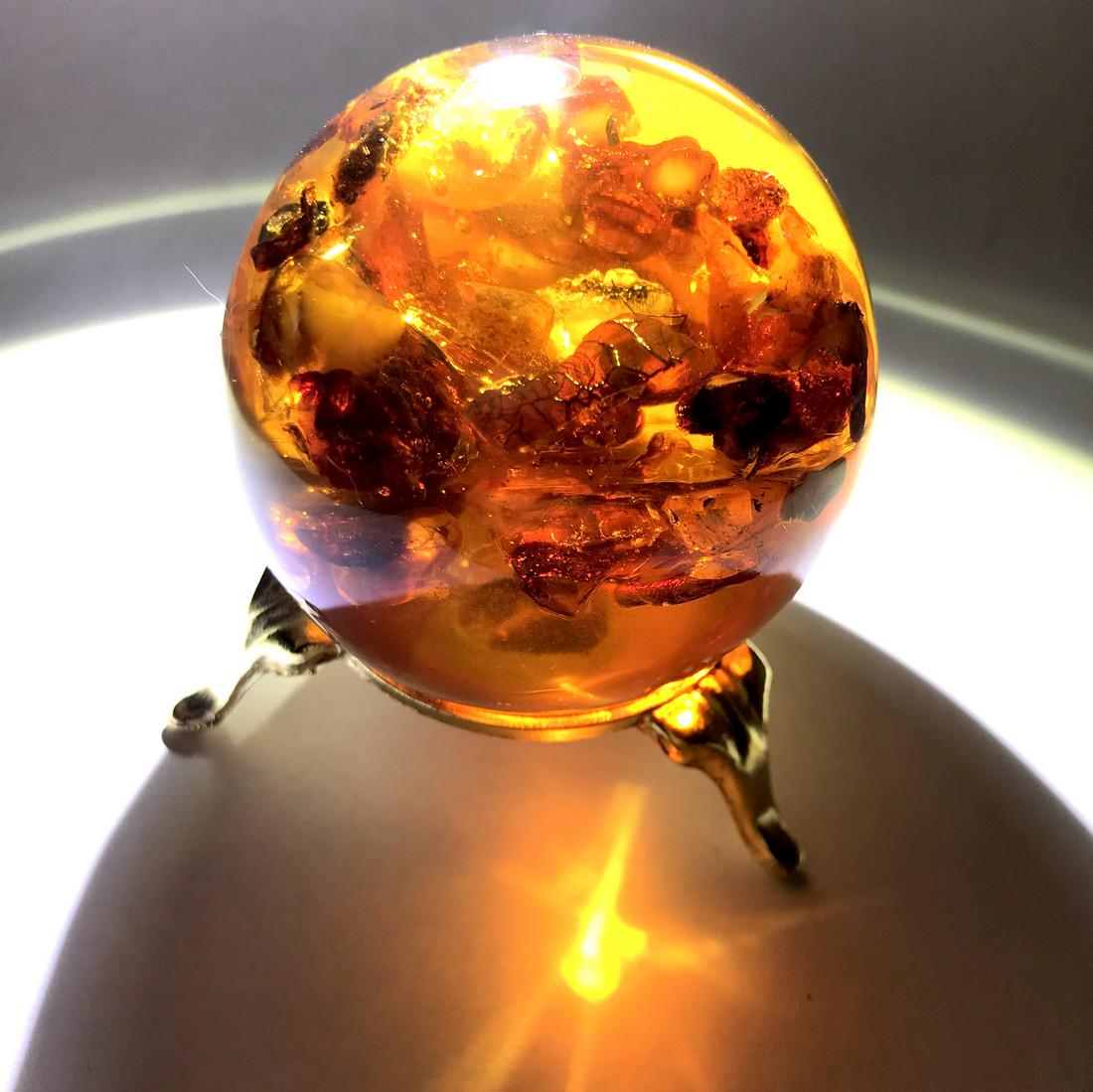 Spectacular amber ball sphere ø52mm on the stand (1 of 8)