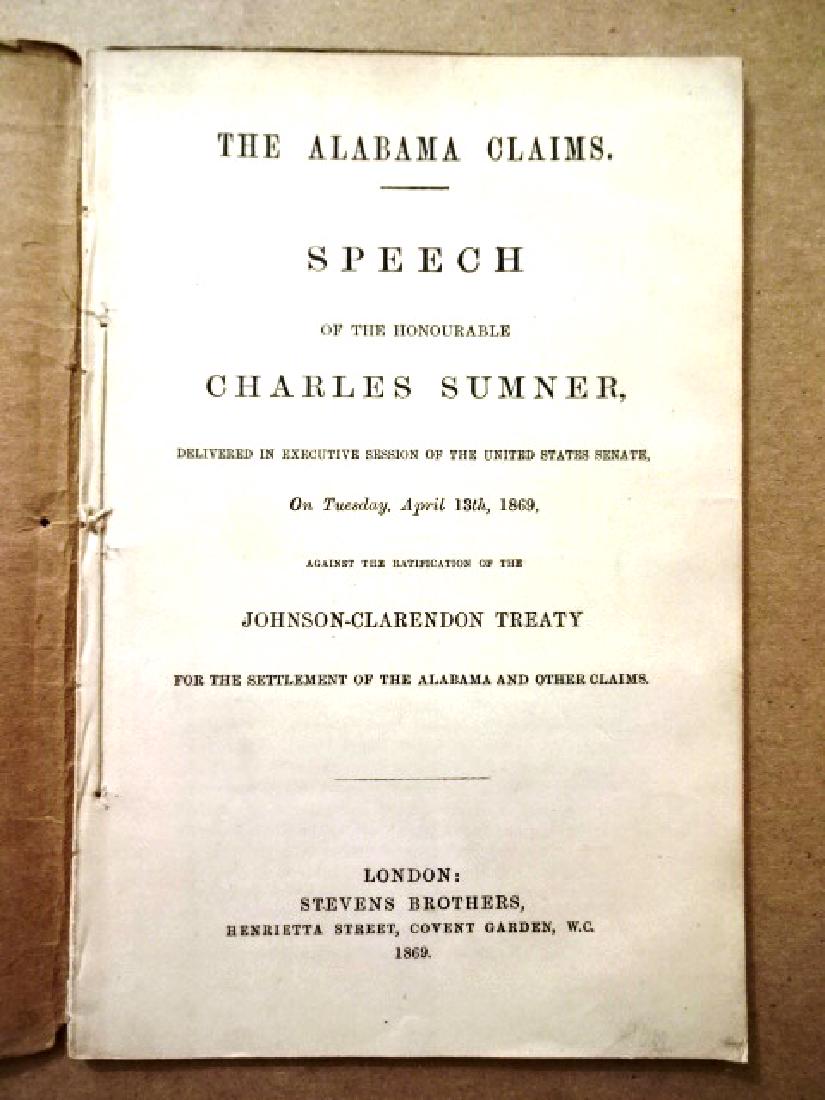 1869 Pamphlet The Alabama Claims by Charles Sumner (1 of 2)