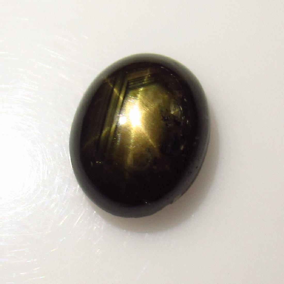 7.56Ct Genuine Six Line Black Star Sapphire Oval Cab: No Reserve! Title: 7.56Ct Genuine Six Line Black Star Sapphire Oval Cab Stone Clarity: Opaque Loose Gemstone: Natural Black Star Sapphire Carat Weights: 7.56 Size / Dimensions: 13.00 x 10.10 x 5.30 mm