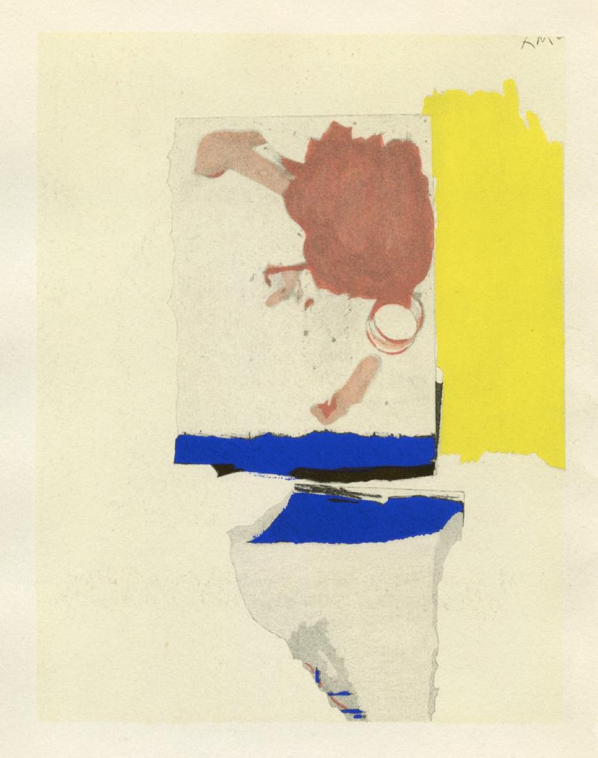 Robert Motherwell pochoir "A Rose for Winter": Medium: pochoir (after the mixed media collage). Printed in Paris at the atelier Daniel Jacomet and published in 1960 by Berggruen. The image measures 5 x 3 3/4 inches (125 x 96 mm). There is another 