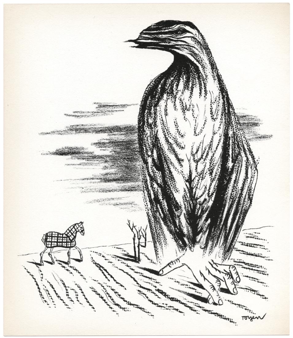 Maria Cerminova Toyen original lithograph: Medium: original lithograph. Printed in Paris by Mourlot and published by Pierre à Feu and Maeght Editeur for the Marcel Duchamp / André Breton project Surréalisme en 1947. Issued in a limited edit