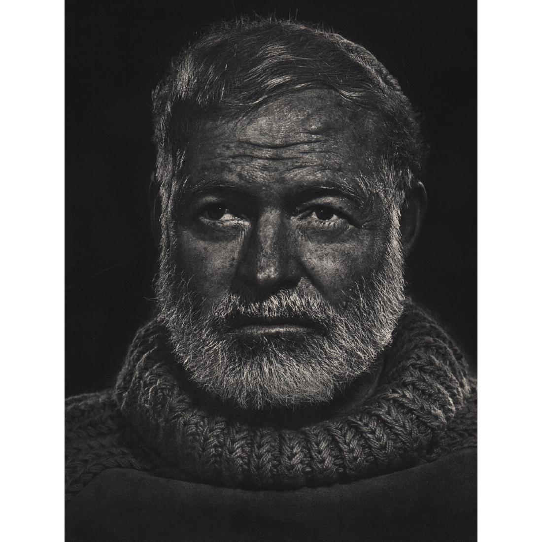 YOUSUF KARSH - Ernest Hemingway: Artist: YOUSUF KARSH Print Title: Ernest Hemingway Ernest Miller Hemingway (July 21, 1899 – July 2, 1961) was an American journalist, novelist, short-story writer, and noted sportsman. Medium: Sheet