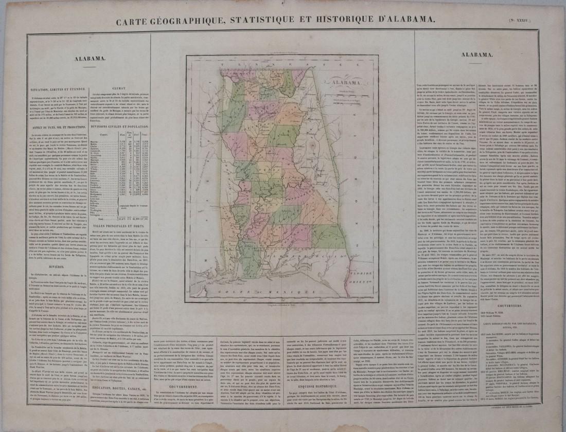 1825 Buchon Map of Alabama -- Carte Geographique,: Title/Content of Map: 1825 Buchon Map of Alabama -- Carte Geographique, Statistique et Historique d' Alabama Cartographer: J Buchon / Carey & Lea Size: 18.1 x 24 in. This early map of Alabama is from 
