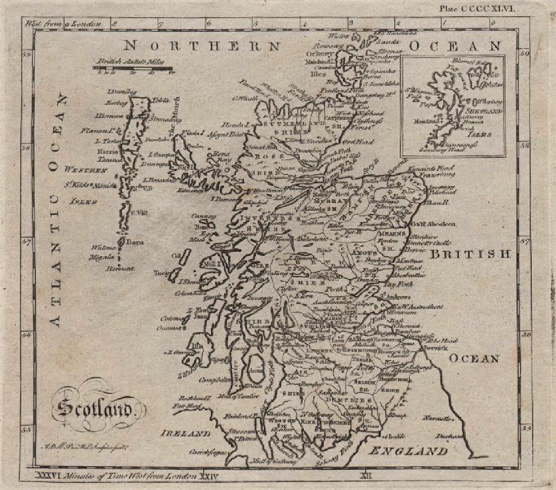 Antique map of SCOTLAND by Andrew BELL c1770 old plan (1 of 2)